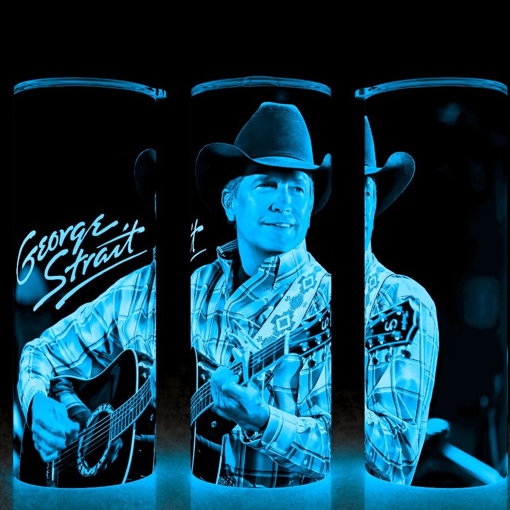 Glow in the Dark George Strait on Guitar Country Western Cup Mug Tumbler 20oz